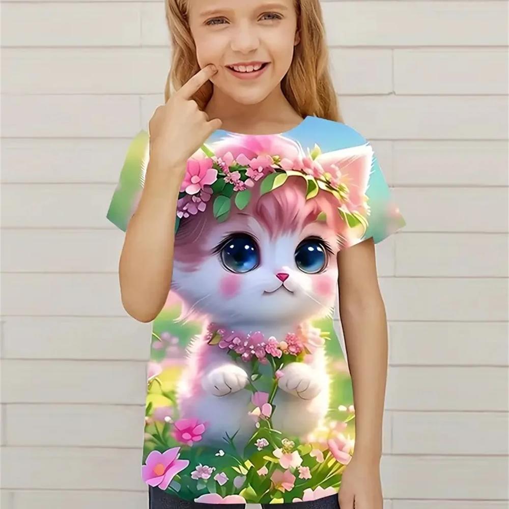 Милая футболка с короткими рукавами и принтом медведя из мультфильма, повседневные футболки для девочек, летняя одежда, подарок