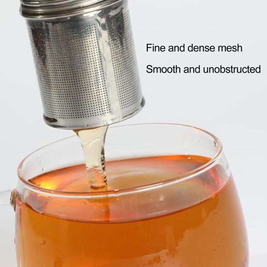 Ситечко для чая с подносом, подвесная цепочка, мелкоячеистая заварочная чашка из нержавеющей стали, мини-цилиндрическая заварочная машина, многоразовый чайник, чайные аксессуары