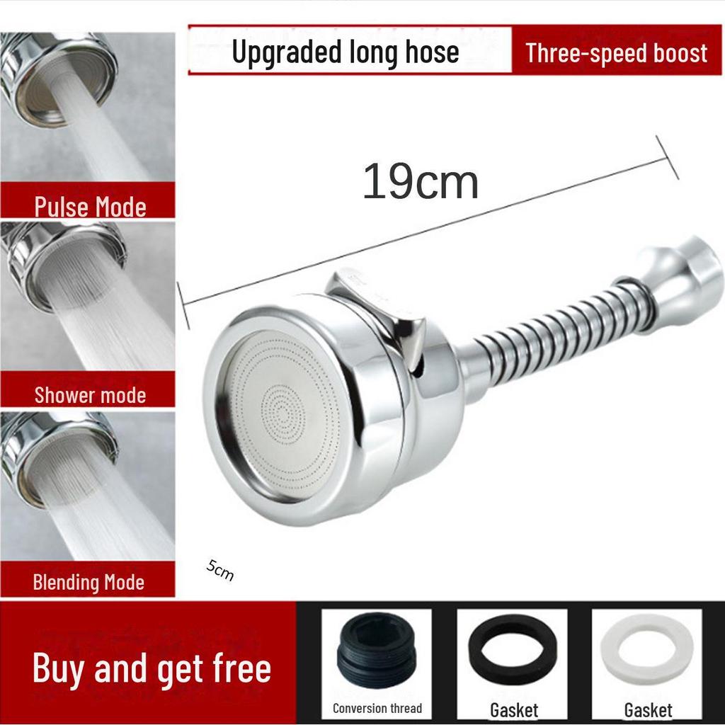 Универсальный поворотный удлинитель для кухонного крана из нержавеющей стали - брызгозащищенный фильтр-бустер