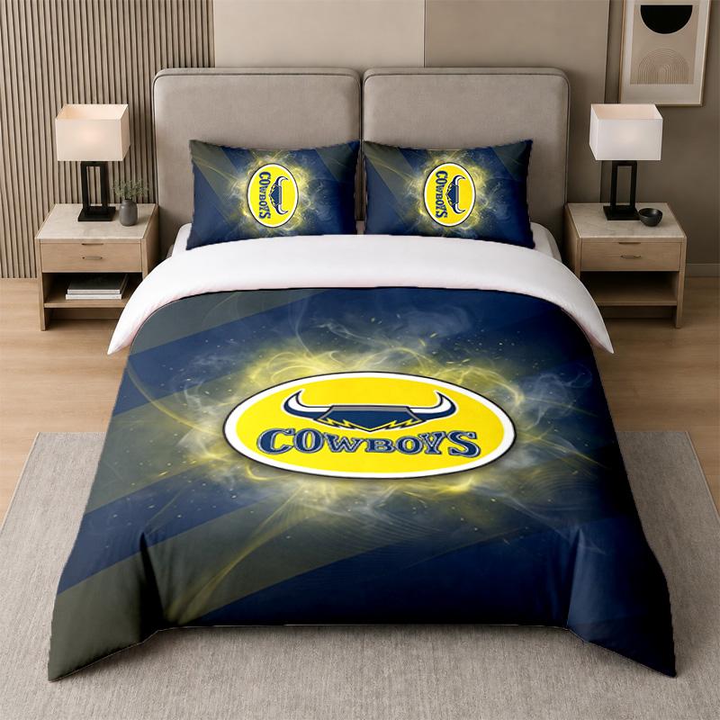 3Pcs Bedding SetNorth Queensland Cowboys Soft Bed Sheet and Two Pillowcases Home Bedroom Decor
