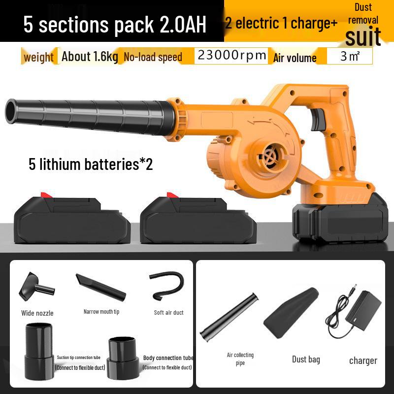 Портативный беспроводной воздуходув высокой мощности: Ручной пылесос и воздуходувка двойного назначения с литиевой батареей