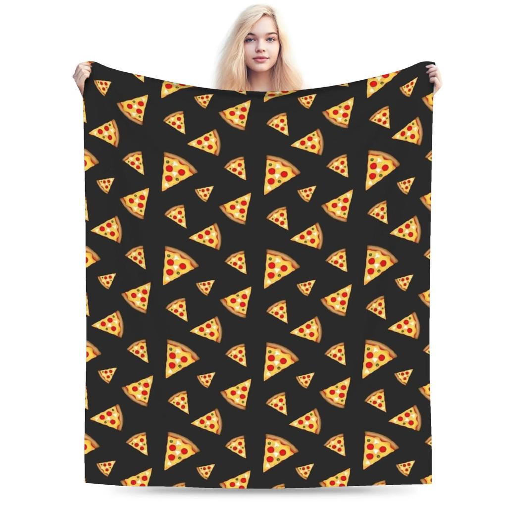 Cool Fun Pepperoni Pizza and Slices Graphic Throw Blanket Soft Warm Quality for Kids Boys Girls Bedspread for Spring Outdoor Us