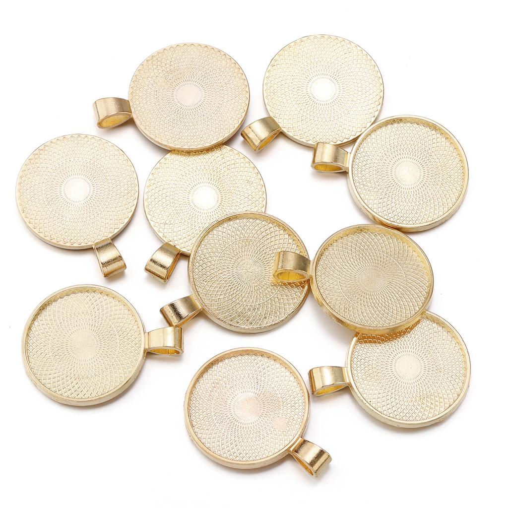 10pcs/lot Retro Style Blank Cabochon Base Trays Round Alloy Base Settings For DIY Jewelry Making Earring Necklace Accessories