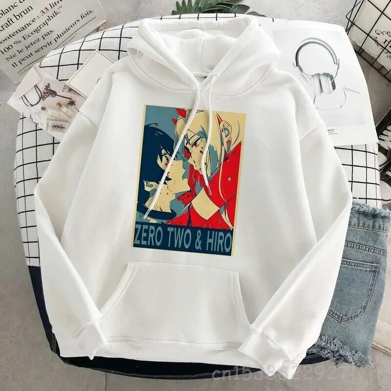 DARLING In The FRANXX Zero Two Толстовка Женская Harajuku Уличная одежда с длинным рукавом Эстетическая толстовка Пуловер Хлопковый свитшот Унисекс Толстовка