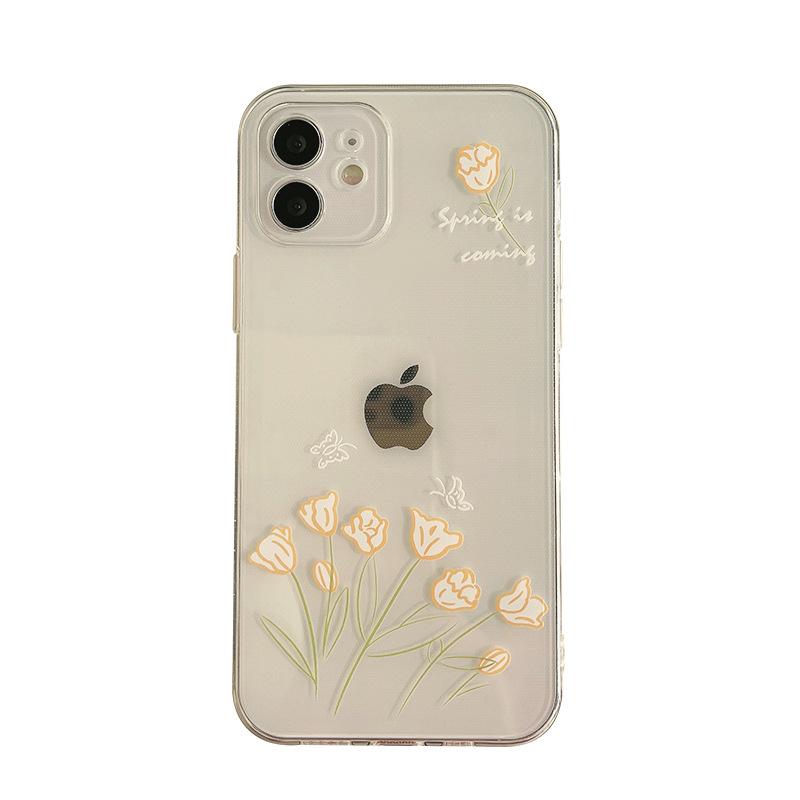 Original Hand-painted Flowers 17pro Max for Apple 14 Mobile Phone Case 11 Silicone 16 All-inclusive 8p for IPhone15pro