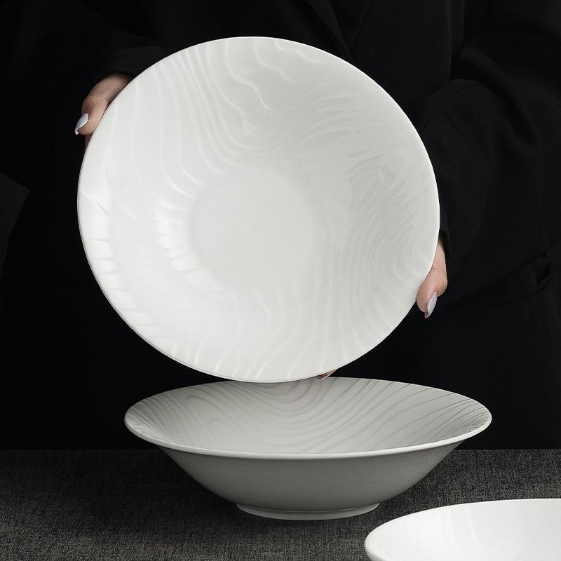 Chinese Ceramic Soup Plate, Sauerkraut Fish Plate, Large Deep Dish, High-End Home Fruit Salad Plate, Hotel Kitchen Tableware