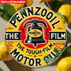 2D Flat 20*20cm 1pc Retro Pennzooil Engine Oil Theme Classic Car Shape Design Round Ornament, Vintage Style Wall Plaque Perfect Wall Hangings fBars