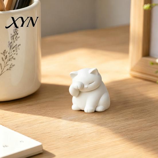 Экономичный Декор для Стола Кот-Украшение, 3D Печатное Декоративное Украшение-Снятие Стресса, Матовая Текстура Поднимающая Настроение Фигурка Маска для Лица для Украшения Рабочего Стола