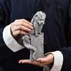 Китайский талисман Пан Дракон Колонна Декоративная статуя Скульптура из зеленого песчаника Дом Гостиная, Комната Офис Статуя Фэн-шуй