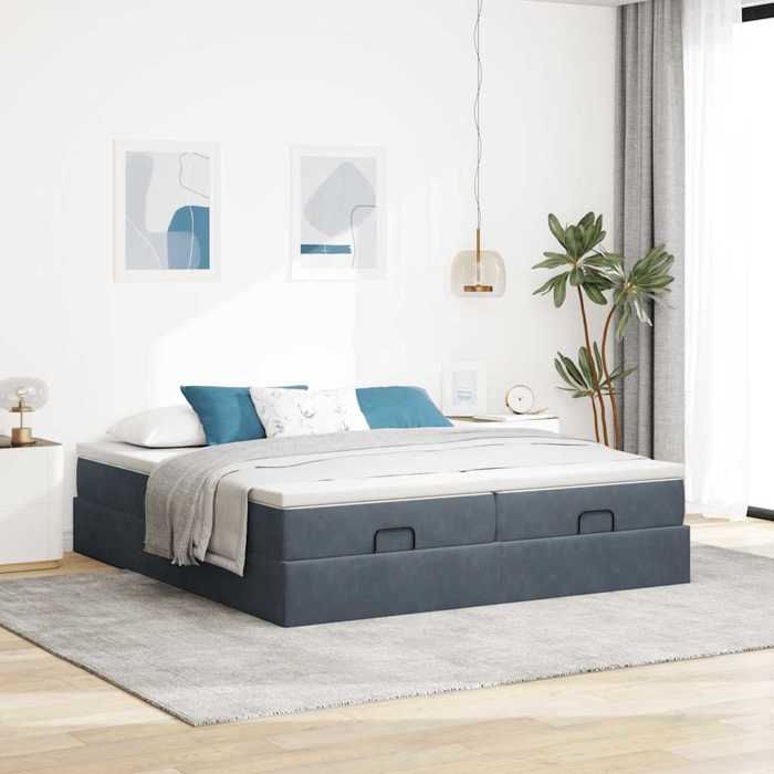 Maison Exclusive - Cadre de lit ottoman avec matelas gris foncé 160x200cm velours