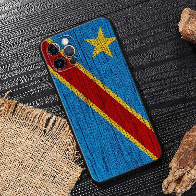 Демократическая Республика Конго Флаг Черный Чехол Для Apple iPhone 15 13 14 12 11 Pro Max Mini XS X 7 8 15 Plus Чехол Мягкие Fundas