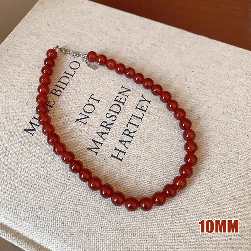 Vintage Red Beaded Necklaces For Women Chinese Style Glass Beads Necklace Exquisite Elegant Choker Aesthetic Jewelry Accessories