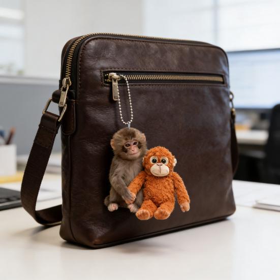 Брелок Обезьянка 2D Акриловая Милая Обезьянка Держит Плюшевую Игрушку Подвеска для Рюкзака Сумки Ключей от Машины Аксессуар