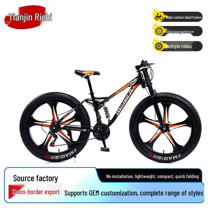 26-inch Folding All-Terrain Mountain Bike for Adults with Snow Wheels, Gears, and Dual Disc Brakes