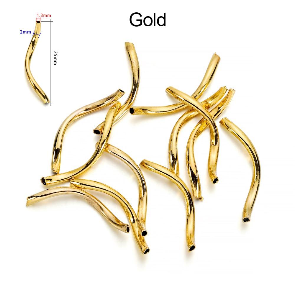 100 шт. 2x25 мм гладкие медные изогнутые S-образные бусины-разделители, соединители для браслета «сделай сам», ожерелья, аксессуары для изготовления ювелирных изделий