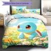 Squirtle Cartoon Pattern Bedding Home Decoration Birthday Gift (1 * duvet cover + 2 * pillowcase, without core)