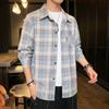 2024 Весна и осень Новая большая рубашка с длинным рукавом в клетку в стиле ретро для мужчин, свободное универсальное пальто