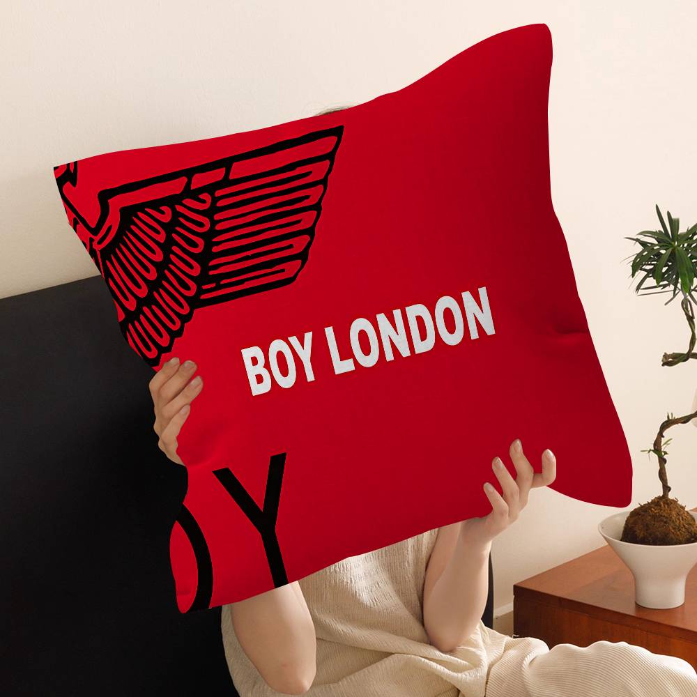 Classic B-Boy L-London Logo Pillow Covers Cartoon Sofa Decorative Home Double-Sided Printing Short Plush Cute Cushion Cover