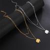 Cazador 2026 Lucky Clover Pendant Necklace Stainless Steel Gold Color Double Layer Chain Necklaces for Women Jewelry Gift