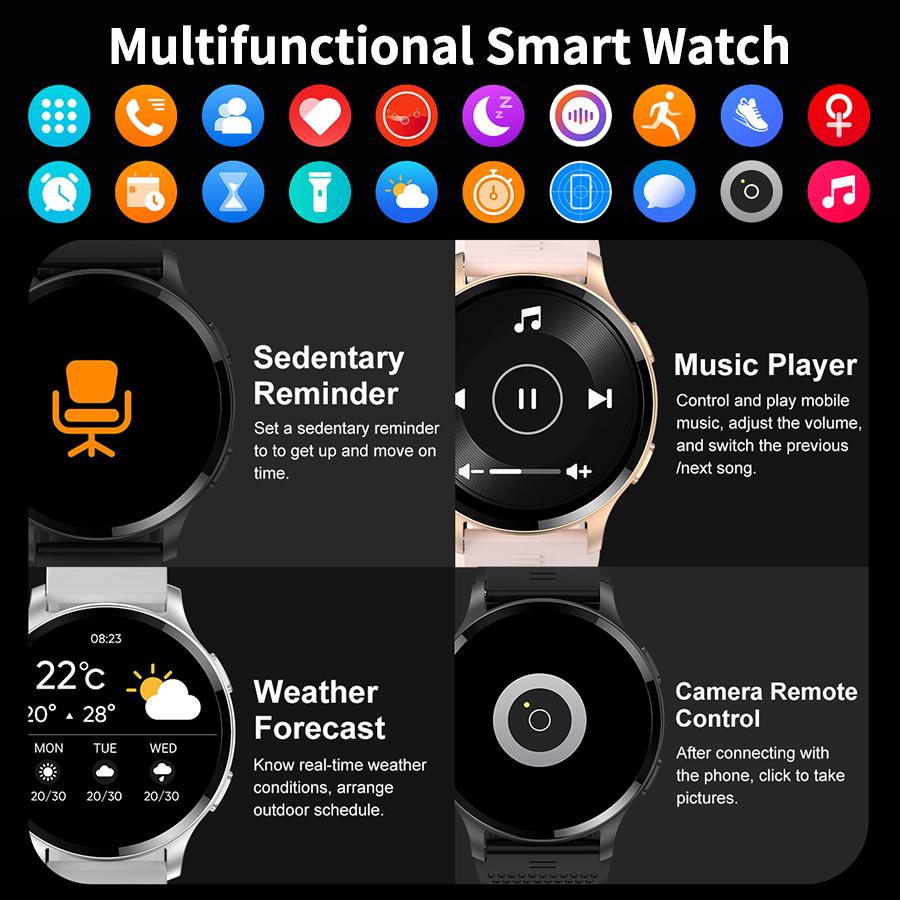 SACOSDING с сапфировым экраном 1,45-дюймовые умные часы для женщин, Bluetooth-вызов, спортивные трековые часы для мужчин, умные часы с пульсометром на заказ для Android 2024