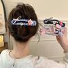 Acrylic Bow Button Bear Hairpin, Cute Duck Bill Clip On the Back of Women's Head, Fashionable and Versatile Hair Accessories, High Sense