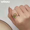 WOSTU Classical Sunflower Opening Rings For Women 925 Sterling Silver Oil Painting Flower Zircon Statement Ring Party Gift R934