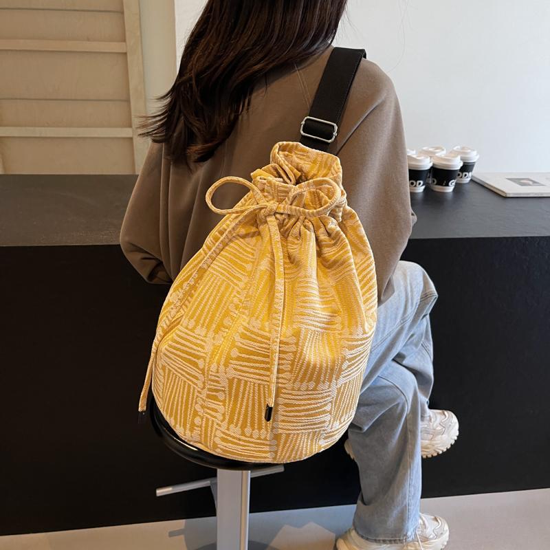 Женская сумка через плечо I вместимость сумка через плечо с завязками однотонная сумка-ведро