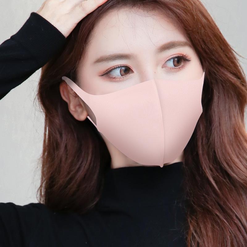 3D черная маска из ледяного шелка: Женский дышащий, пыленепроницаемый, моющийся, солнцезащитный с нанесенным логотипом - Подходит для всех сезонов.