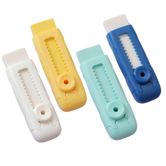 4Pcs Retractable Sliding Pencil Eraser Large Eraser with Plastic Sleeve Push-Pull Erasers for Kids Students School Office Supplies
