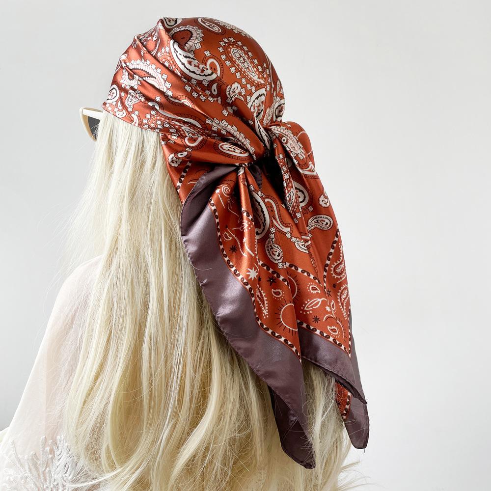 Новый шелковый шарф женский шарф с принтом кешью шарф-накидка атласный шарф атласный шарф большой квадратный шарф-шаль