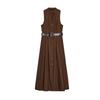 Summer New Women clothes Pleated Decorative Single-Breasted With Belt V-neck Sleeveless Midi Dress 5029101