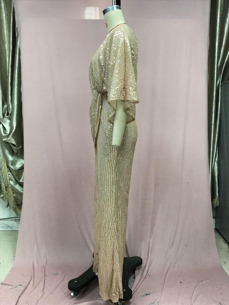 Женский комбинезон с глубоким V-образным вырезом и открытой спиной в европейском и американском стиле 2025 года 