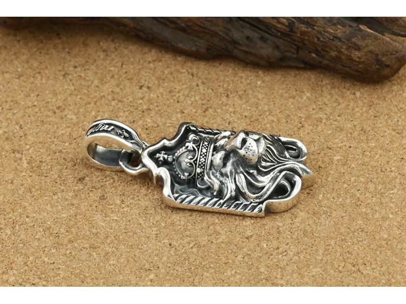S925 Sterling Silver Lion Head Pendant - Men's Retro Fashion
