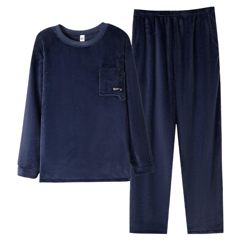 Пижама мужская зимняя коралловый флис утолщенный флис мужская осенне-зимняя фланель для сохранения тепла можно носить на улице зимняя домашняя одежда