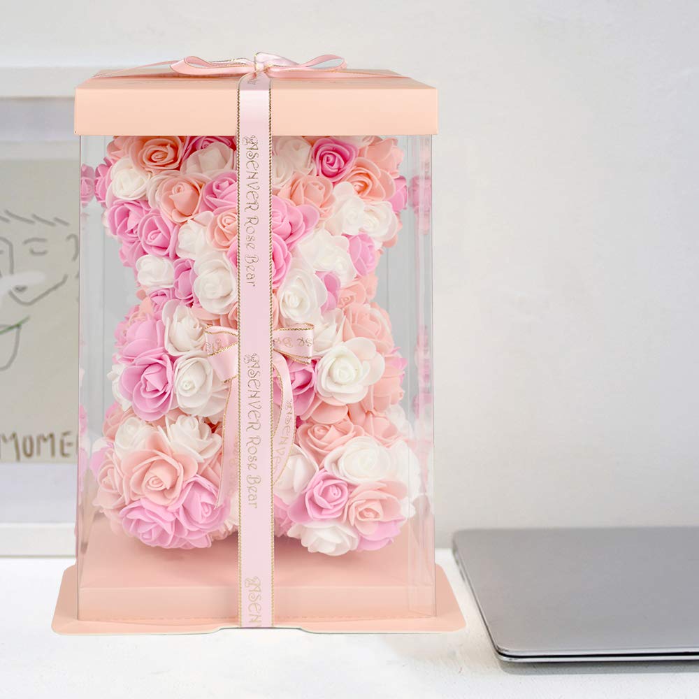 Enhong Rose Bear, a Never-fading Flower Plush Toy for Home Decor, Perfect As a Gift for Birthdays, Valentine's Day, Christmas, or New Year's (with