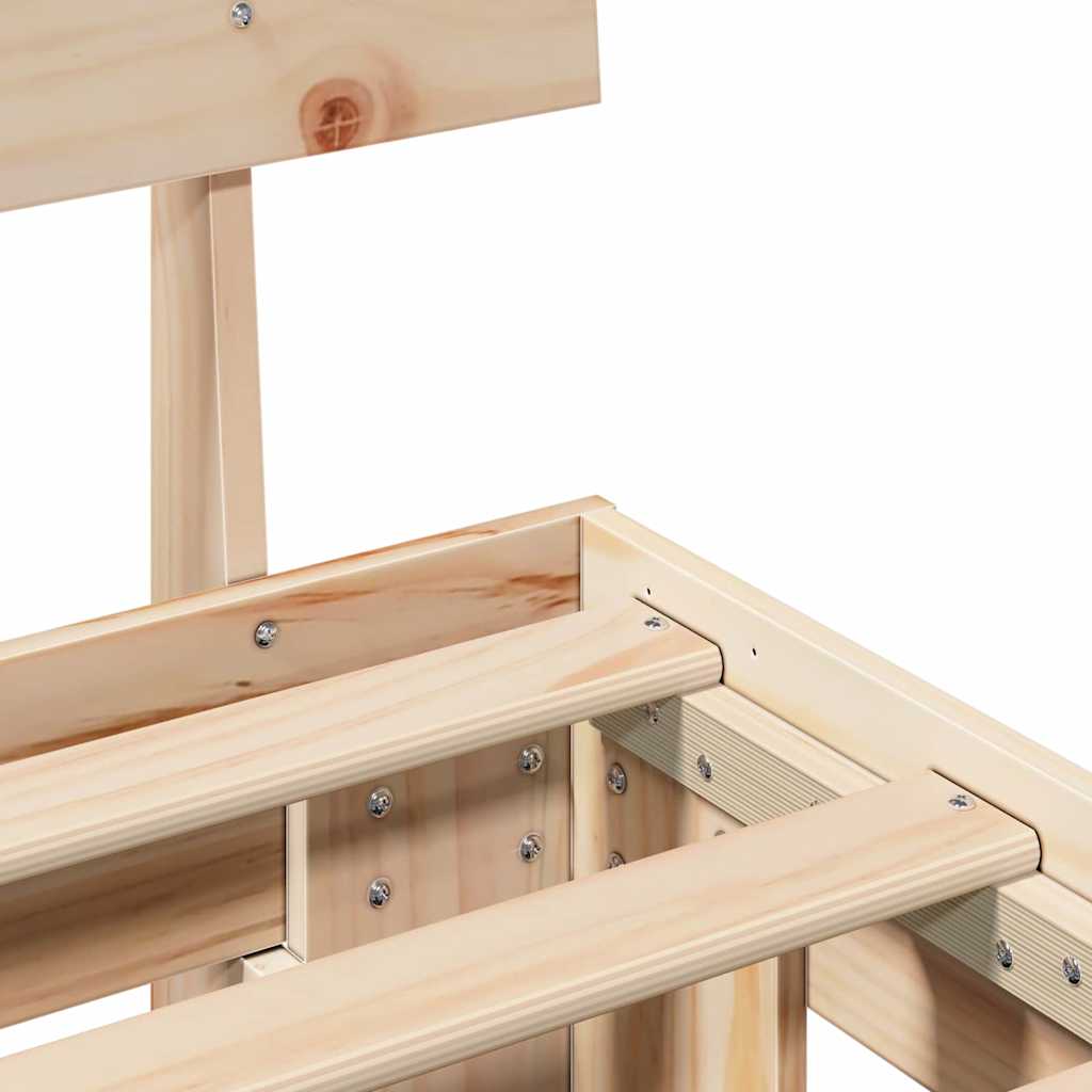 Bed Frame with Headboard Natural 90 x 200 cm Solid Pine Wood