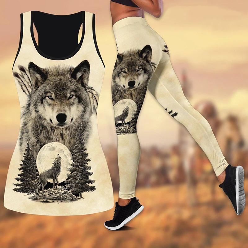 Great Wolfdog Print Yoga Outfit for Women Fashion 3D Printed Workout Leggings Fitness Sports High Waist Casual Yoga Pants for Women 2022