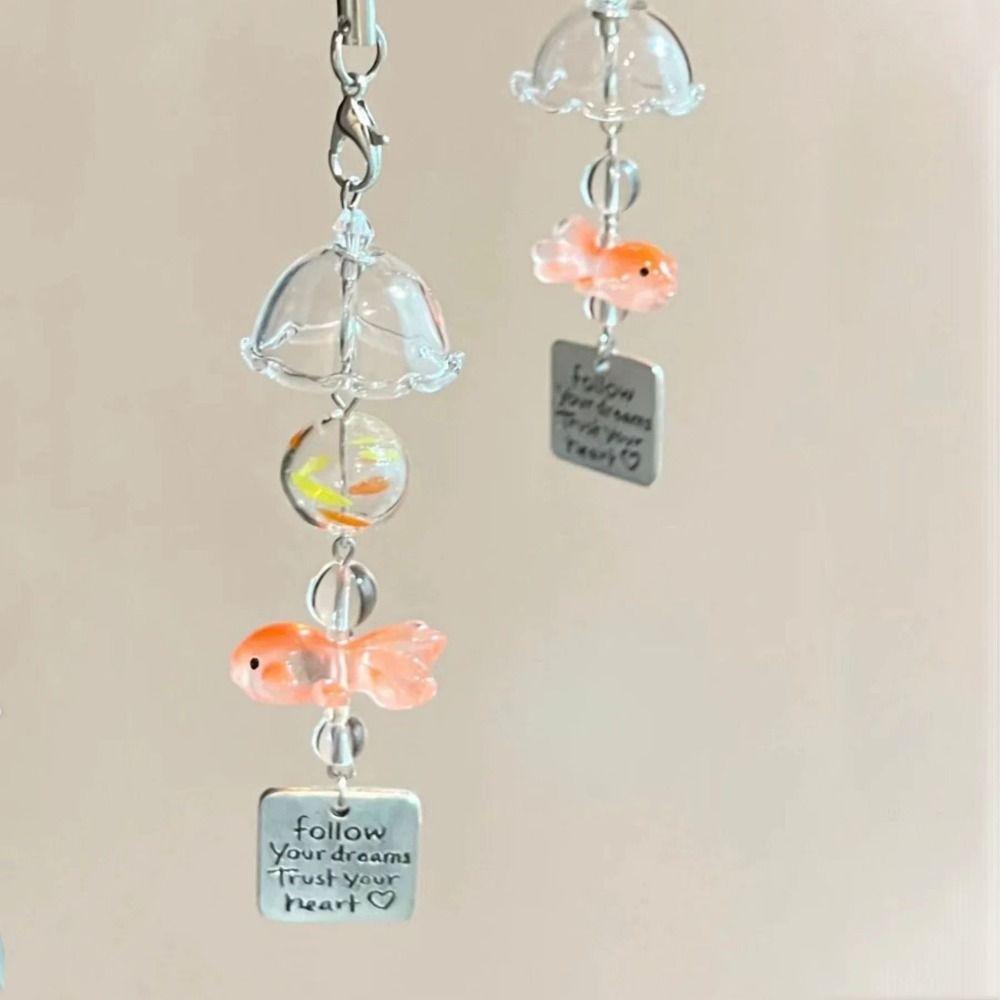 Bag Hanging Goldfish Bead Keychain Car Decor Key Ring Cute Bead Phone Chain Students