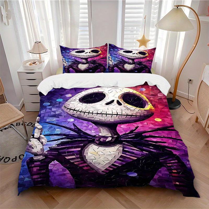 3pcs set Nightmare Before Christmas Jack Skellington1pc of quilt cover+2pcs of pillowcase, no core, print bedding, All Seasons Bedroom Setting062