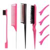 8pcs/lot Teasing Hair Brush Triple Teasing Comb Rat Tail Comb Edge Brush Braid Loop Hair Tail Styling Tool Hair Styling Comb Set