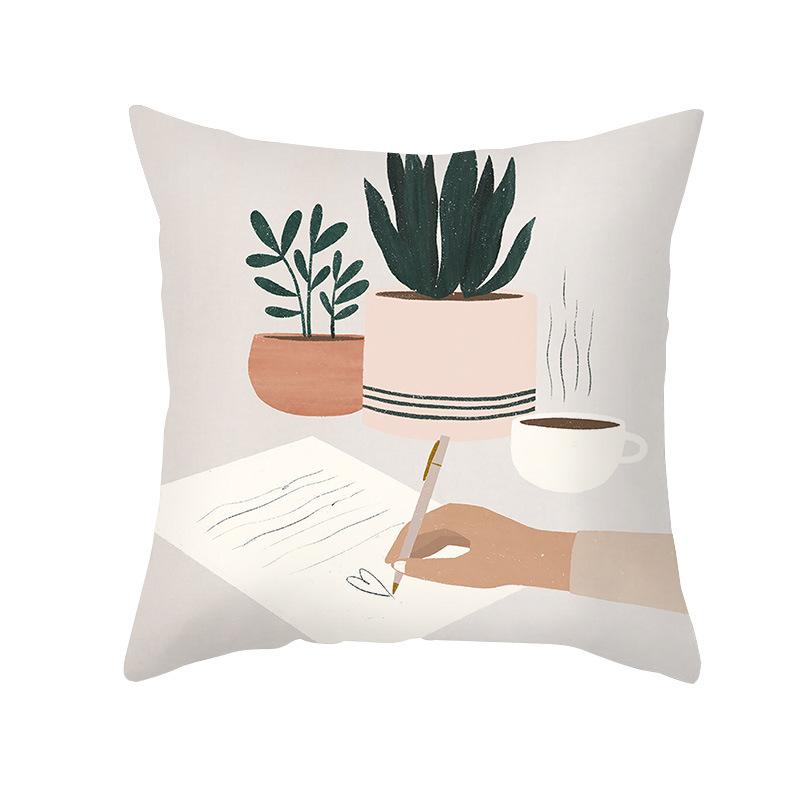 Modern Minimalist Artistic Style Throw Pillow Covers With Short Plush Printed Fabric For Home Living Room Sofa Cushion Cover