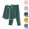 Ladies' Casual And Comfortable Long Sleeved Solid Color With Thick Velvet Sleepwear And Warm Pants Plus Size Set