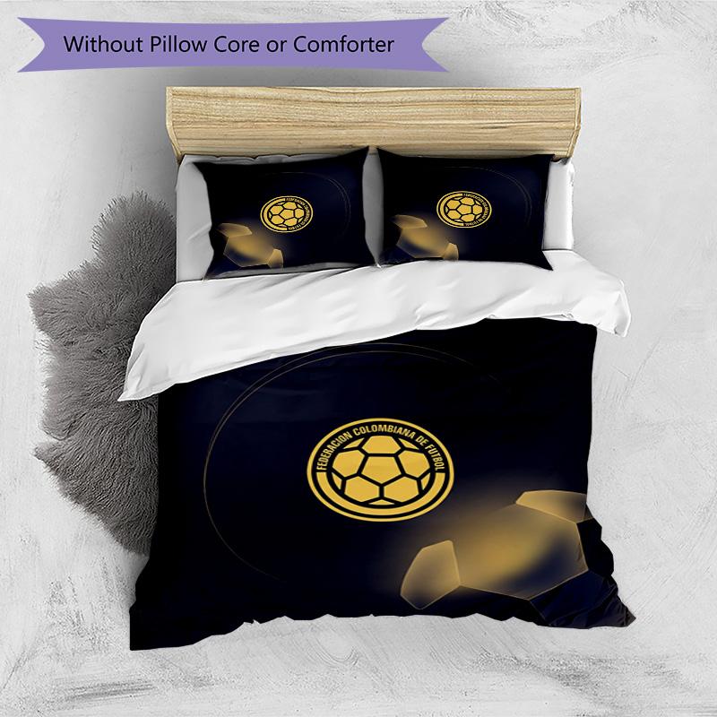 Colombia Football Printed Bedding 3 Piece Set Cozy Breathable Bed Cover Set as Housewarming Holiday Gift
