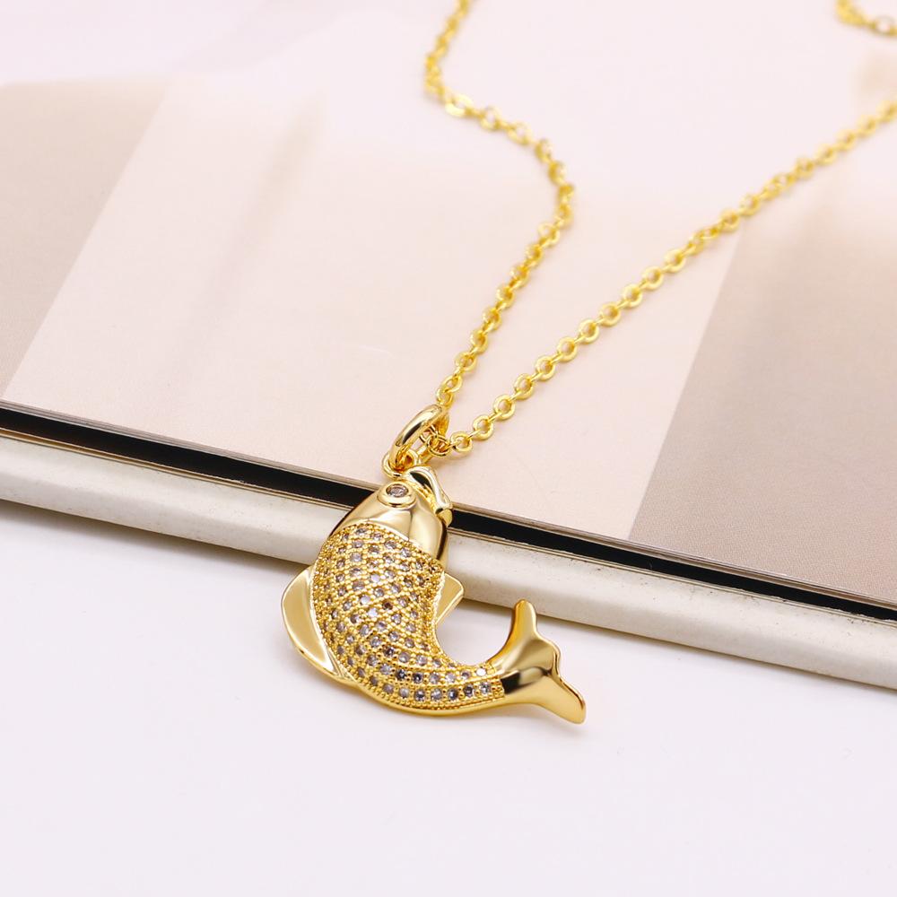 Простое ожерелье женское посеребренное позолоченное Ins Tide интернет-знаменитость кулон дельфин ключичная цепочка ювелирные изделия