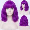 Косплей Короткие синтетические длинные волнистые вьющиеся женские зеленые фиолетовые розовые волосы термостойкий парик с челкой для повседневной вечеринки