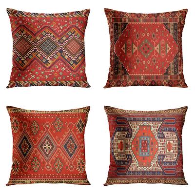Красная марокканская этническая короткая плюшевая наволочка для гостиной, спальни, дивана, наволочка, домашний декор 40x40, 45x45, 50x50, 60x60
