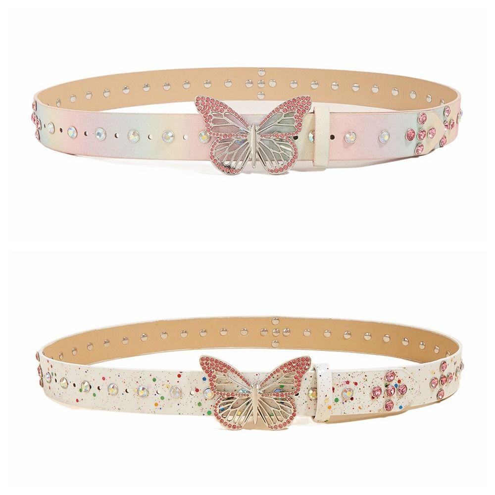 Adjustable Butterfly Rhinestone Belt Punk Waist Belt Elegant Butterfly Waistbands  Dress Decoration
