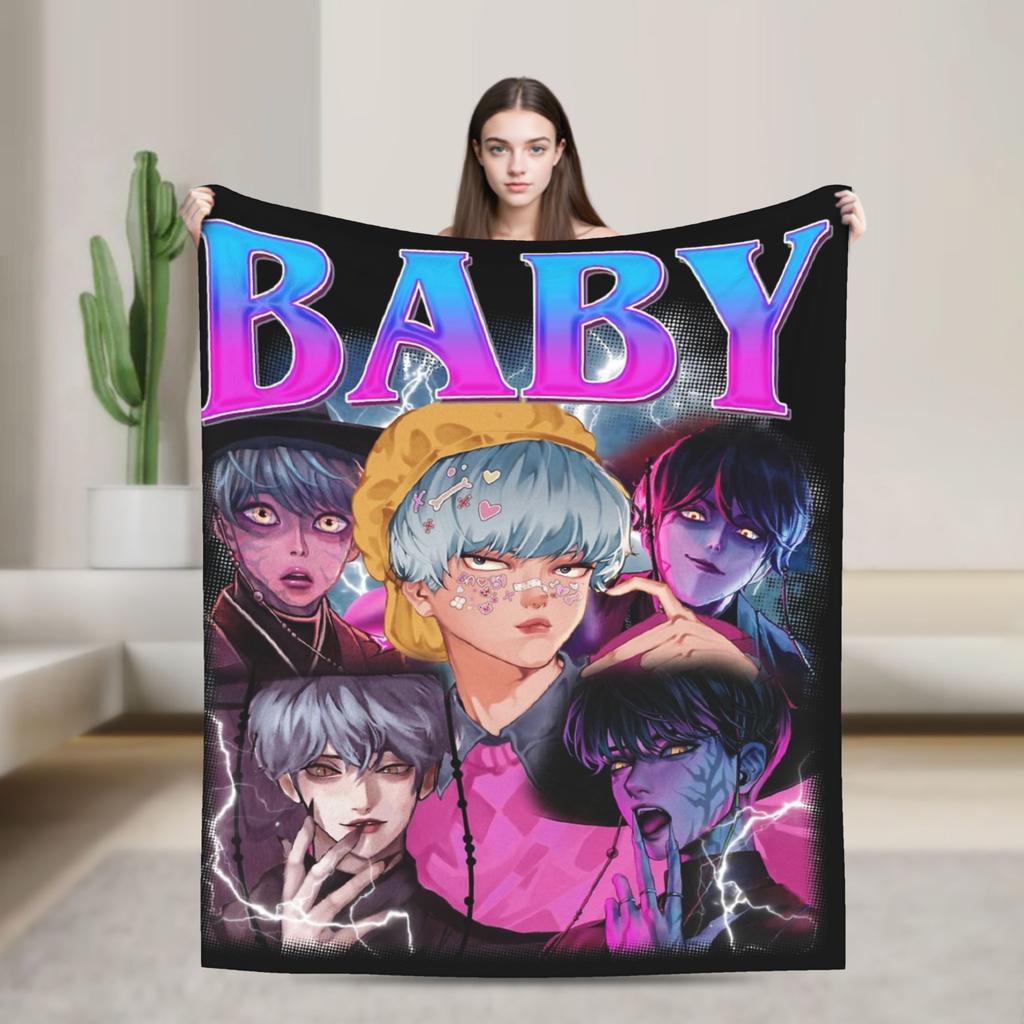 Huntrix Saja Boys KPop Demon Hunters Blanket Plush Vintage Warm Throw Blanket for Home Autumn/Winter