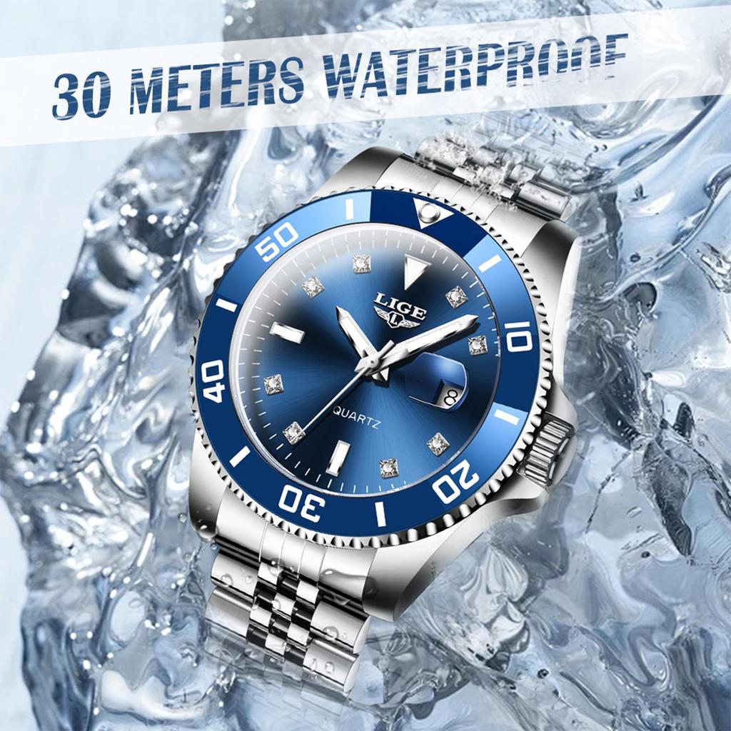 LIGE Новые лучшие брендовые роскошные мужские часы модные водонепроницаемые спортивные кварцевые часы с датой