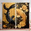 2pcs Koi Auspicious Pattern Printed Curtain for Home Decor - Rod Pocket Window Treatment for Bedroom, Office, Kitchen